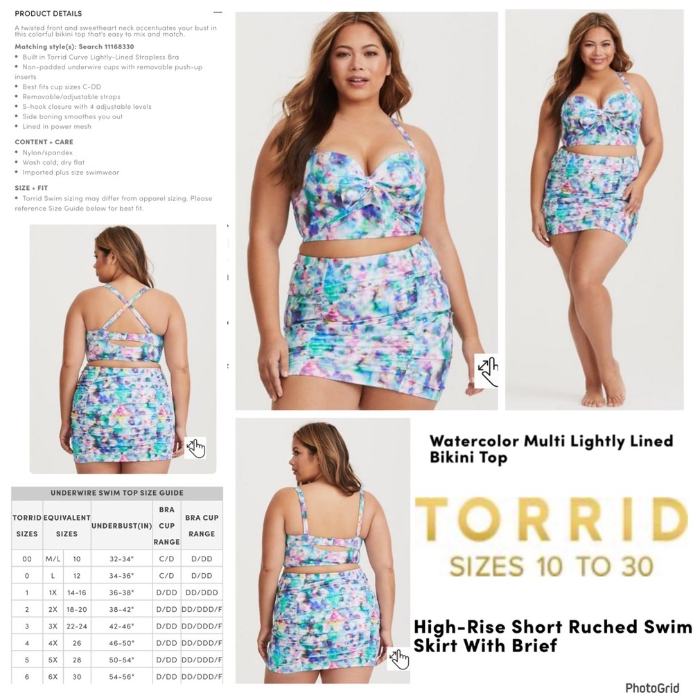 Torrid 2 top and 3 bottom plus size high waisted bikini swimsuit NWT